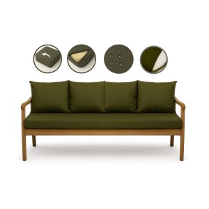 Grünes Setgarden Bankkissen für 3-Sitzer Gartenbank, 180x50 cm + 4 Rückenkissen.
