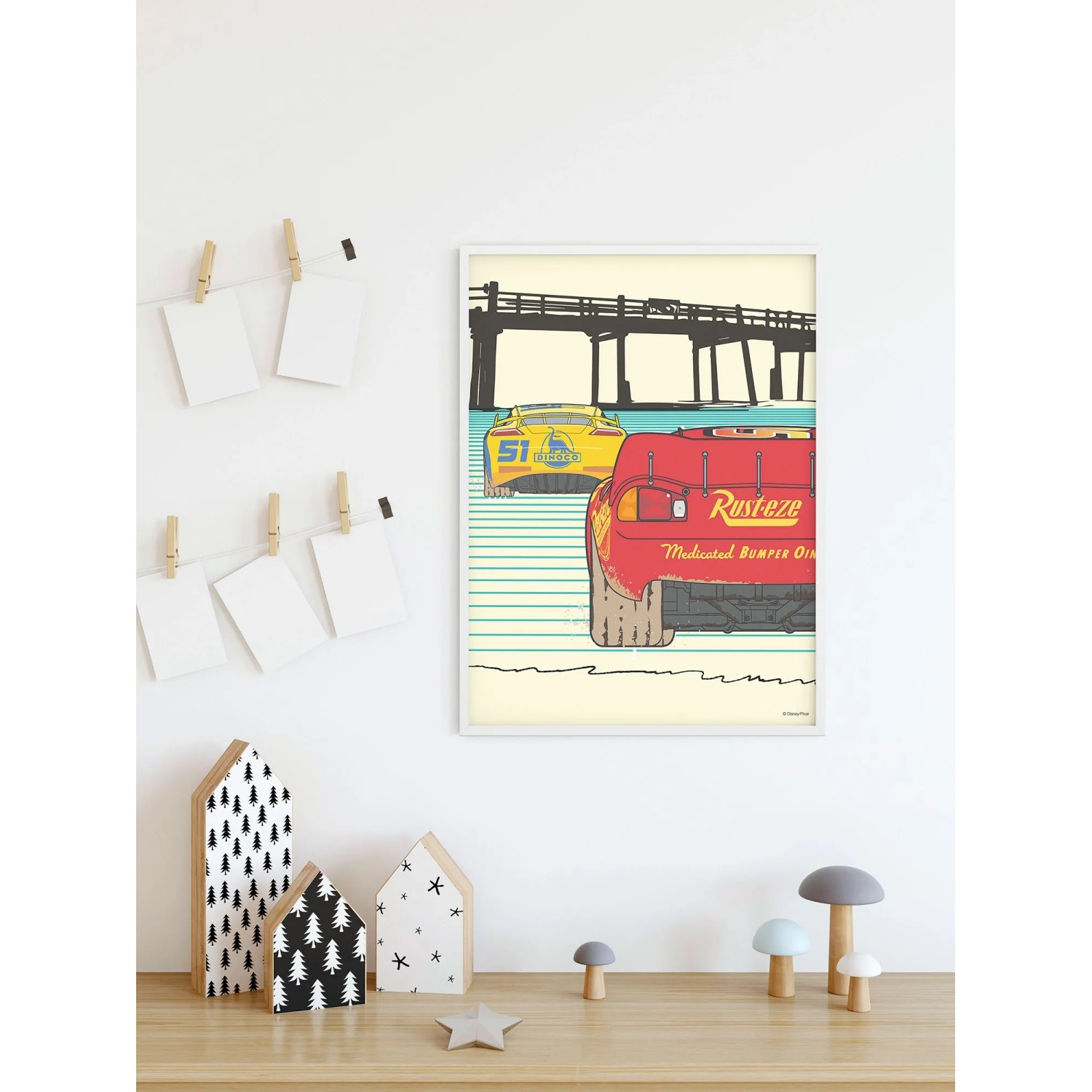 Komar Wandbild Cars Strong Together, 50x70 cm, mit Lightning McQueen und Hook.