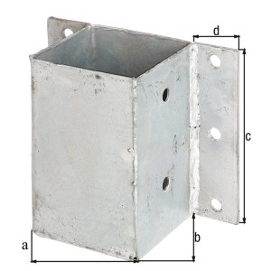 Feuerverzinkter Pfostenträger zum Anschrauben, 91x91x150 mm, für Holzkonstruktionen und Zäune.