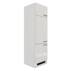 Flex-Well Geräteschrank Lund, 60 cm, lichtgrau glänzend/rauchgrau, für Einbaukühlgerät.