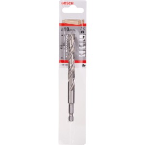 Bosch Holzspiralbohrer, 10 mm Durchmesser, mit Sechskantschaft in Verpackung.