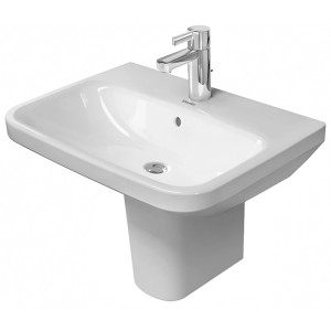 Weißes Duravit Handwaschbecken DuraStyle, 60 cm, mit Hahnloch und WonderGliss Beschichtung.