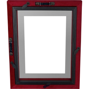 Rückseite des Bordeaux-farbenen Bilderrahmens in Samtoptik (10x15 cm) mit Aufhängern.