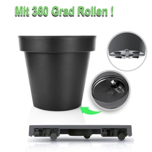 BigDean Blumentopf XXL Durchmesser 60 Cm Classic Anthrazit Mit 360 Grad Rollen Wiederverschließbarer Wasserablauf Wetterfester Kunststoff Pflanzkübel