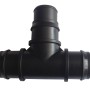 Schwarzes Steinbach T-Stück für 32/38 mm Poolschläuche, aus robustem Kunststoff.