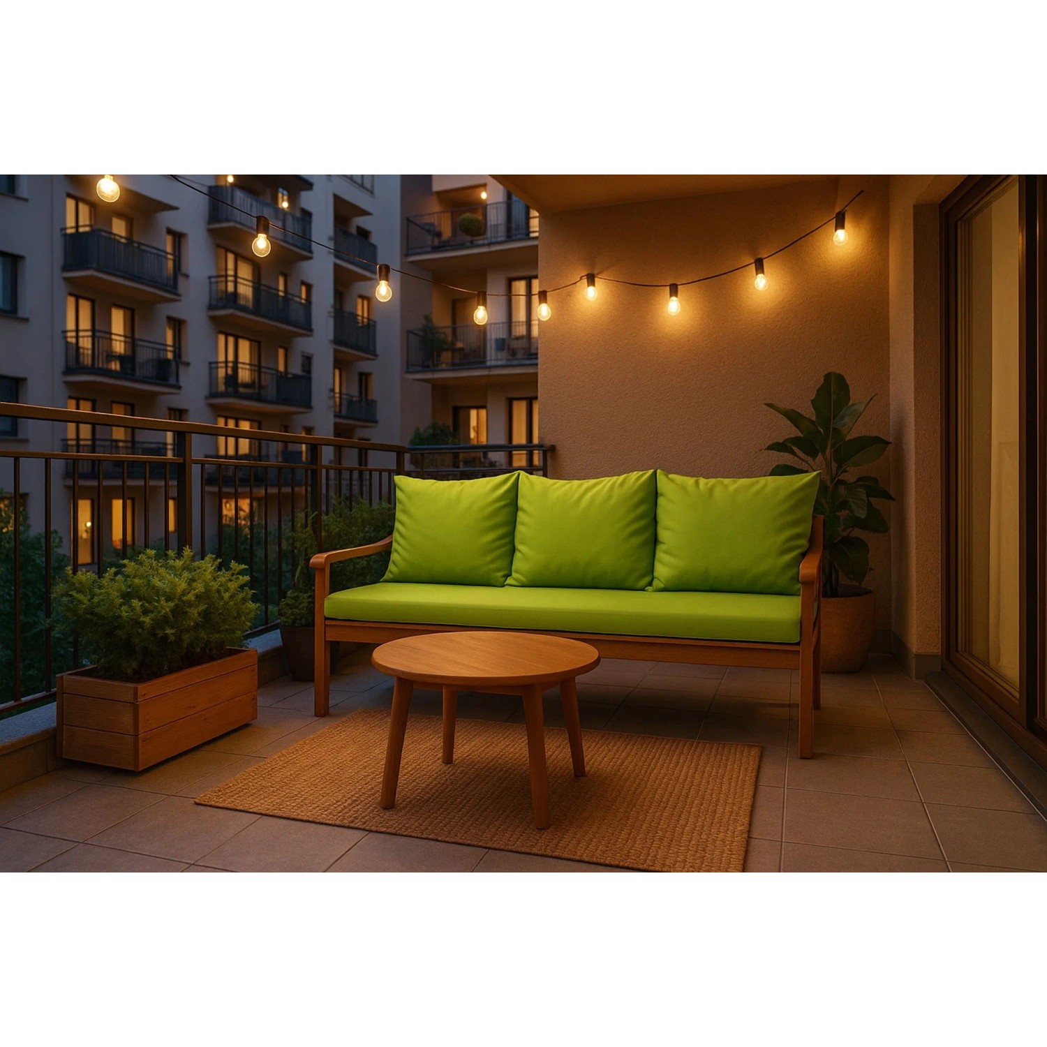 Setgarden Bankkissen "Lemon" für 3-Sitzer Gartenbank, 150x60 cm + 3 Rückenkissen.