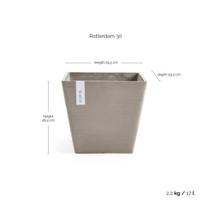 Ecopots Pflanztopf Rotterdam Braungrau 30 cm