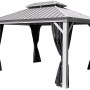 Sojag Pavillon Messina 12x16 Champagner mit Stahl-Doppeldach und Moskitonetzen.