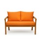 Orangefarbenes Bankkissen-Set für 2-Sitzer Gartenbank, bestehend aus Sitz- und Rückenkissen.