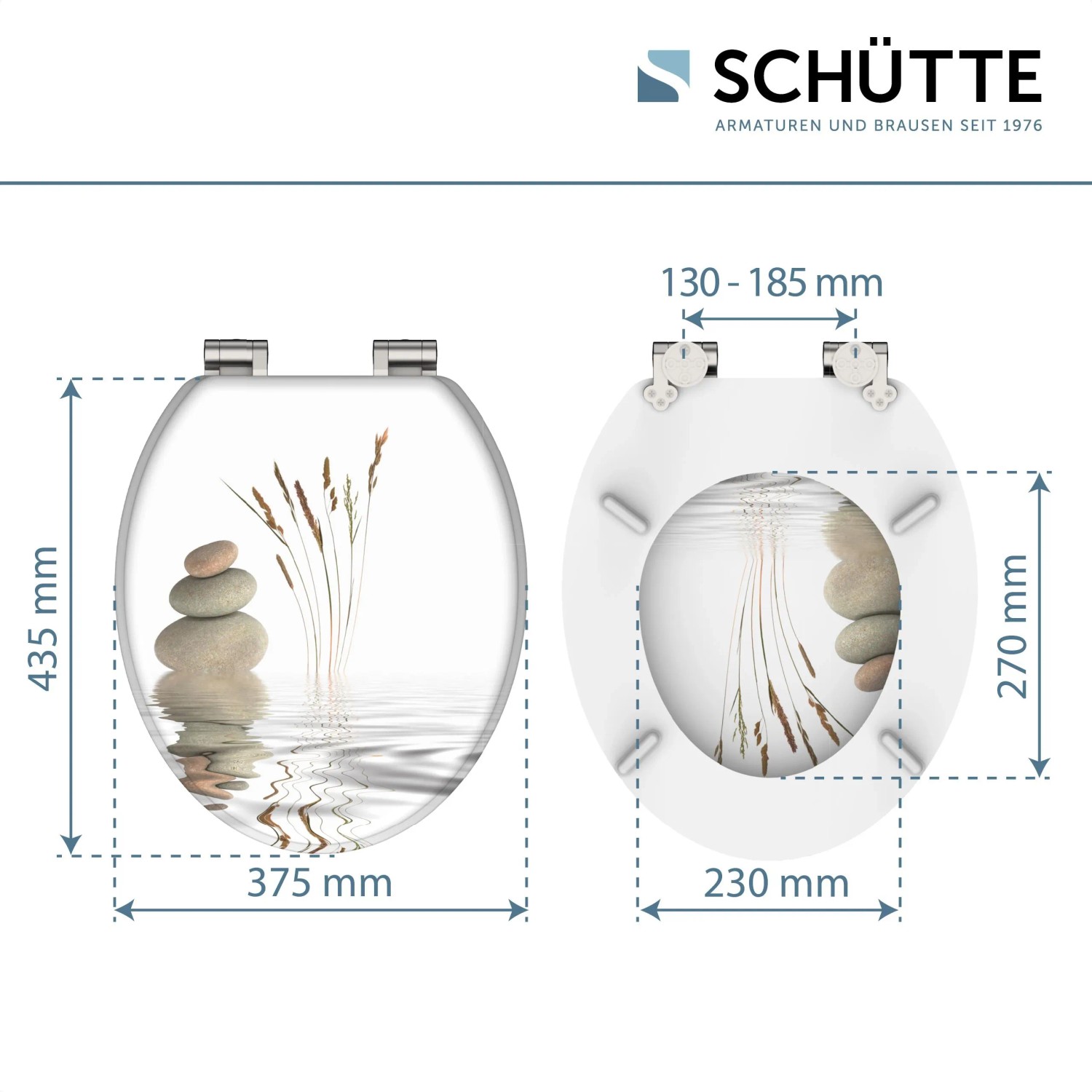 Schütte WC-Sitz Balance mit Holzkern, Absenkautomatik und Zen-Motiv.