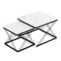 okwish Couchtisch Set mit Marmoroptik HöhenVerstellbare Füße 60x60x45cm 45x45x40cm Schwarz