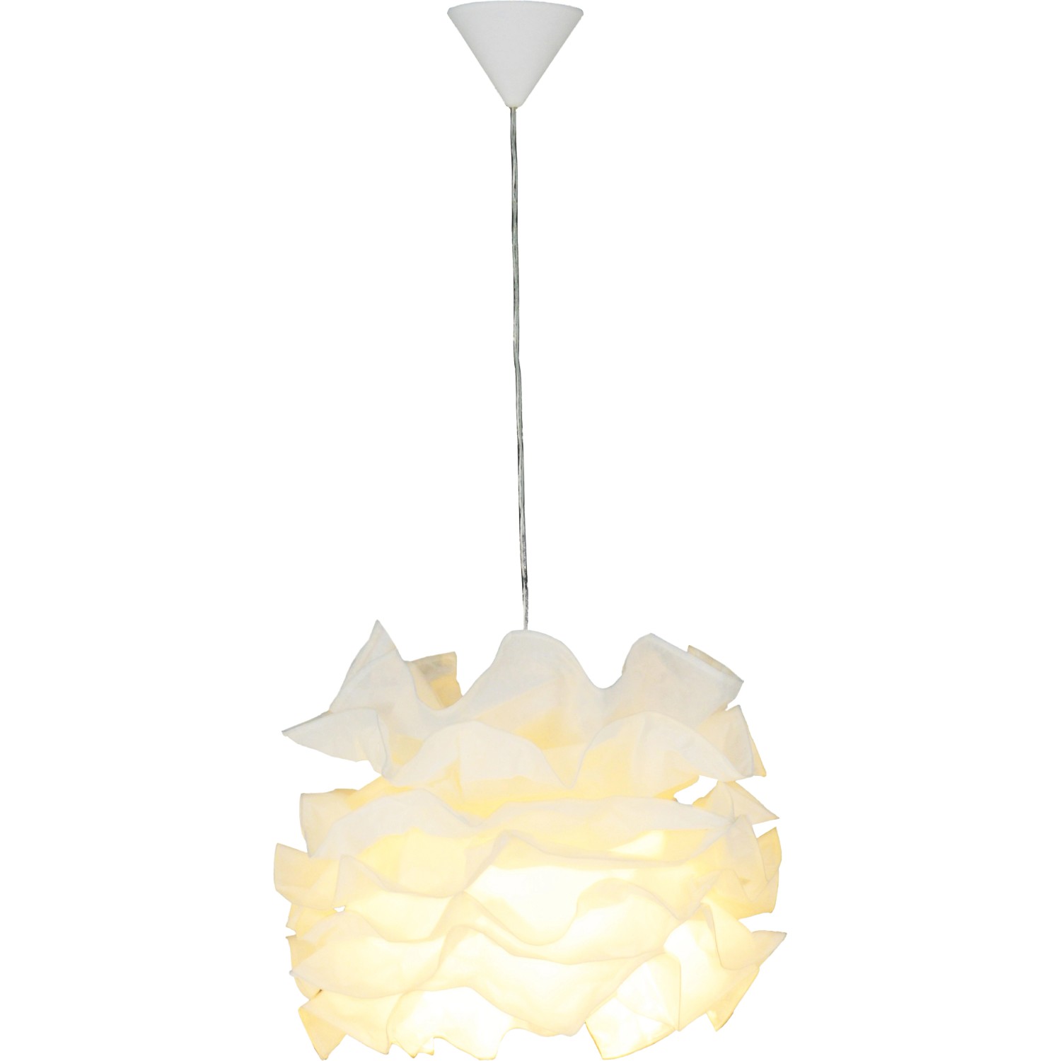 Weiße Näve Pendelleuchte Fedora aus Papier und Kunststoff, rund, mit E27 Fassung.