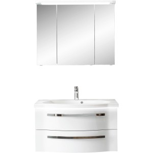 Pelipal Badmöbel-Set Fokus 4005 3-tlg. 92 cm Lack Polarweiß Hochglanz EEK:A-A++