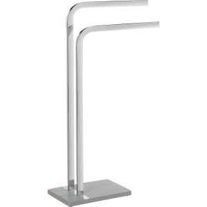 Freistehender baliv Handtuchhalter mit 2 Armen, Chrom glänzend und Polyresin Fuß.