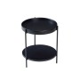 okwish Couchtisch mit Massivholz Metall Wohnzimmer 2-stöckig Rundtisch 44x44x48cm Schwarz