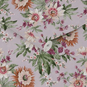 Boutique Vliestapete Martha Mauve mit Blumenmuster auf lila Grund, 10,05x0,52m.