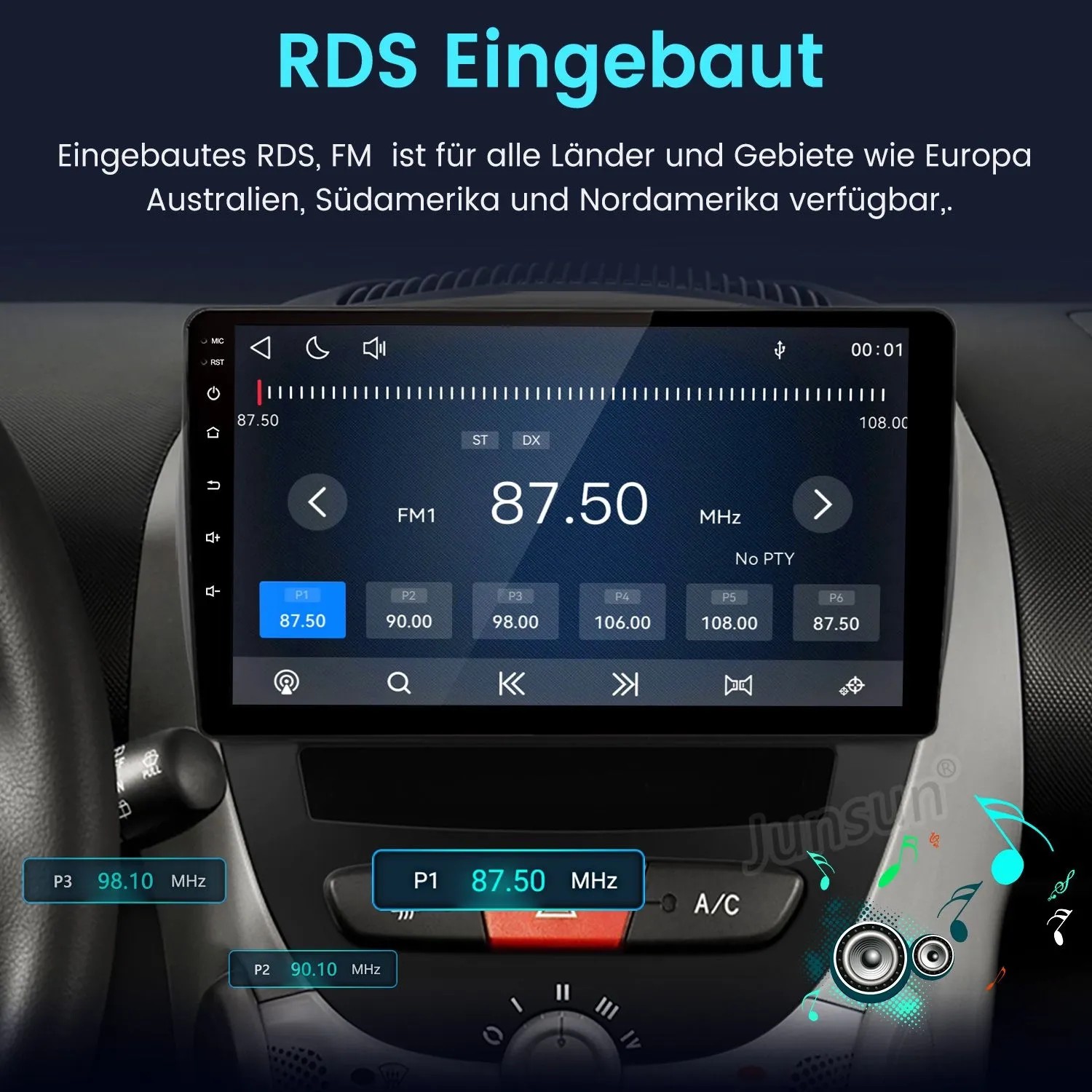 Junsun Autoradio Für Peugeot 107 2005-2014 Citroen C1 2005-2014 Linux_8