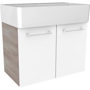 Fackelmann Waschbeckenunterschrank Lima Steinesche, 59 cm breit, mit weißen Fronten.