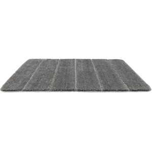 Grauer Wenko Badteppich Steps, 60x90 cm, Mikrofaser mit zwei Florhöhen und rutschfester Rückseite.