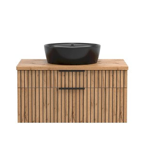 Held Möbel Waschtisch Manchester Aufsatzbecken Schwarz 55 x 80 x 47 cm Eiche