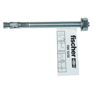 Fischer Bolzenanker FBN II 10/50, Stahlanker mit Gewinde, Mutter und Unterlegscheibe für Dübelbefestigungen.