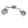 Trio Spot Arosa, 2-flammig, Chrom, mit grauen Stoffschirmen. Moderner Deckenstrahler für Wohnräume.