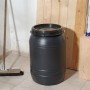 Schwarzes Maischefass Classic 60 l aus Kunststoff mit Schraubverschluss zur Lagerung.