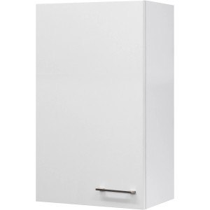 Flex-Well Joelina Hängeschrank, 50x89 cm, weiß, mit Tür und Griff in Edelstahloptik.