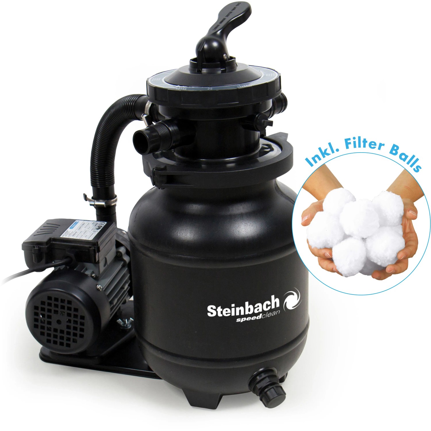 Steinbach Speed Clean Active Balls+ Filteranlage für Pools bis 19.000 l, mit Filterbällen.
