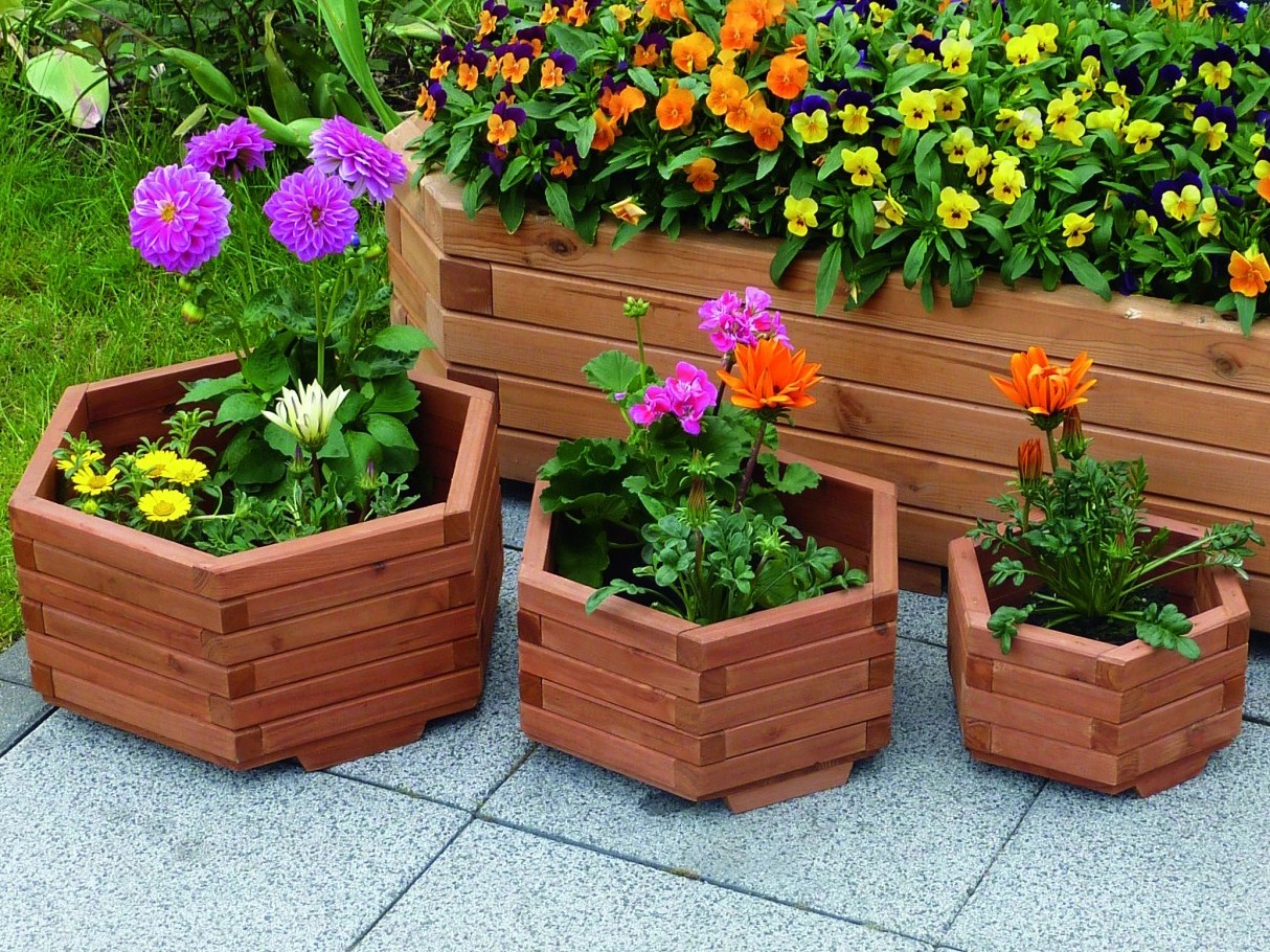 Blumenkübel Olli Sechseckig 21 cm x 44 cm x 44 cm Braun kaufen bei OBI