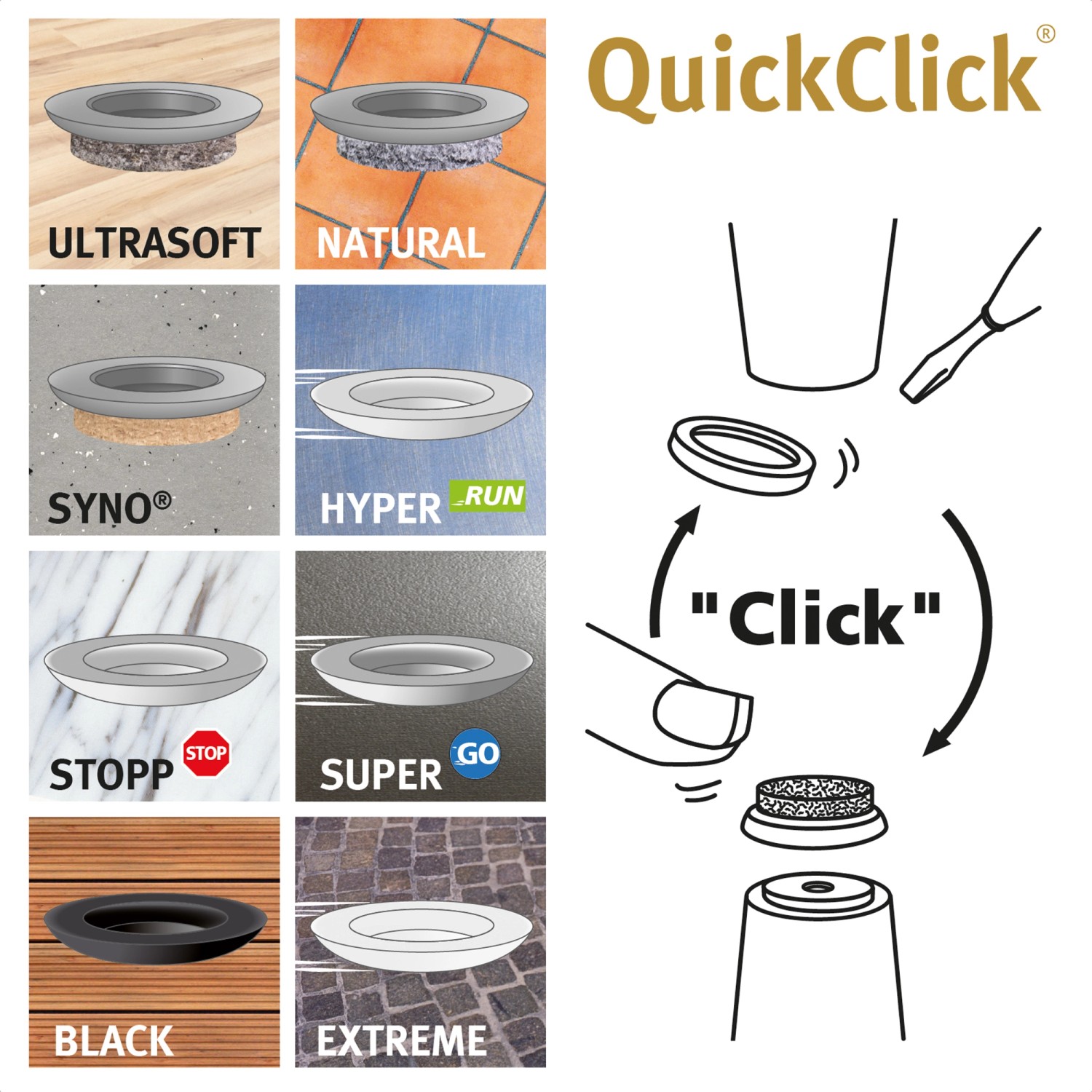 Wagner Ersatzgleiter-Set QuickClick Slim Ultrasoft EH7717 Ø 40 mm Braun 8-tlg._5