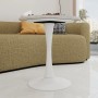 okwish Couchtisch mit Marmor Tischplatte Wohnzimmer Esszimmer 70x70x72cm Weiß_3