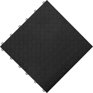 Schwarze Florco Kunststoff-Klickfliese "spot" 40x40 cm mit Punktmuster, geeignet für Innenräume.