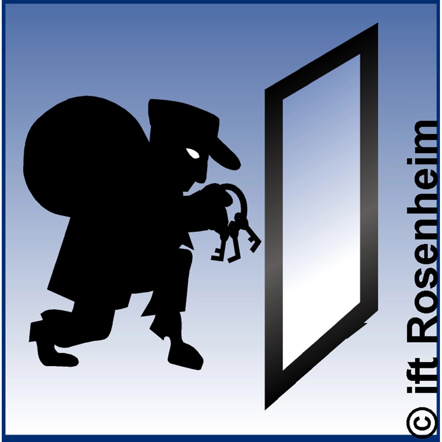 Symbolbild: Einbrecher vor einer Haustür. Sicherheits-Haustür schützt vor Einbruch.