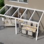 Weiße Terrassenüberdachung Professional (500x200cm) mit klarem Polycarbonat-Dach. Inkl. Regenablauf.