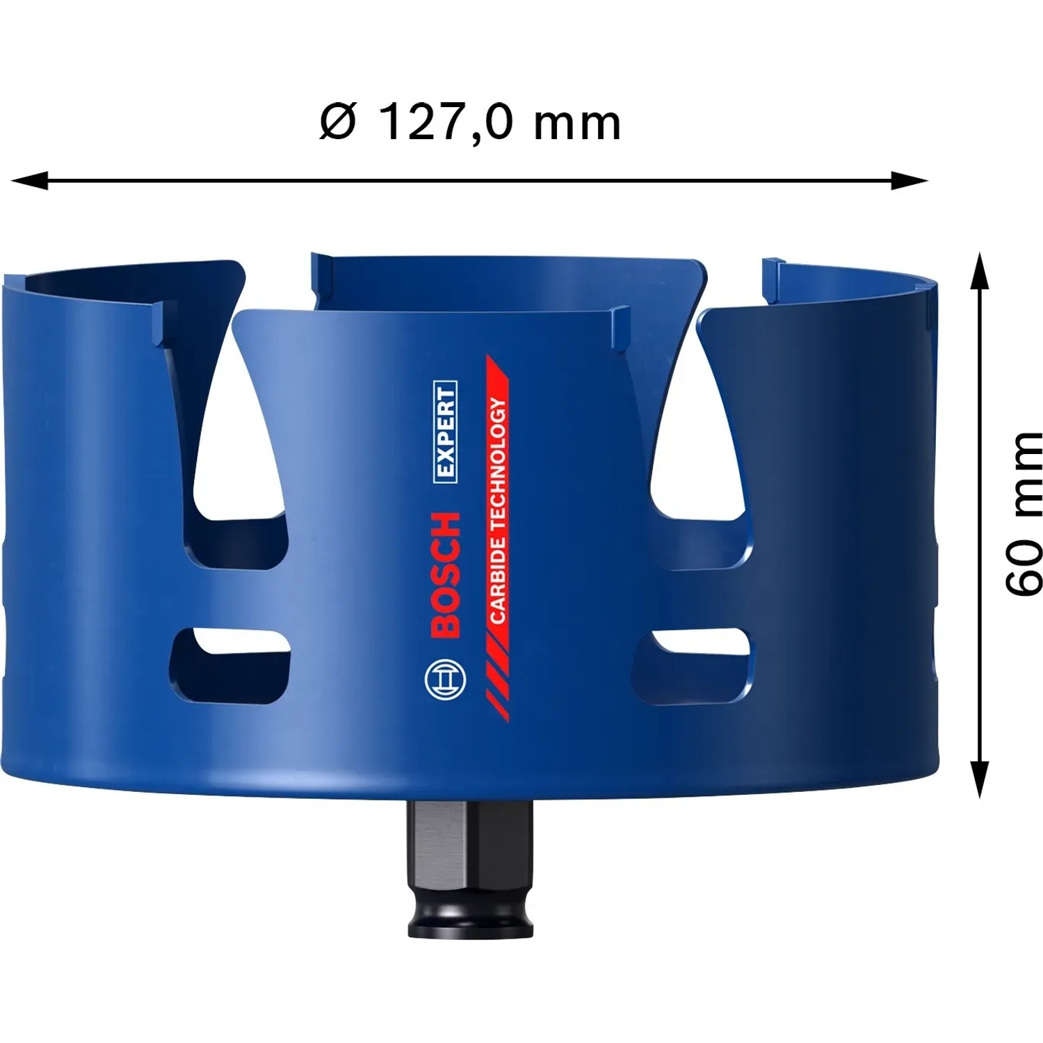 Blaue Bosch Expert Lochsäge Construction Material, Ø 127 mm, Tiefe 60 mm.