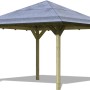 Karibu 4-Eck-Pavillon Bever 2 aus kesseldruckimprägniertem Holz mit grauem Dach.