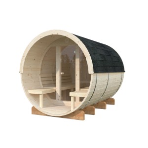 Palmako Sauna Anita mit Glaswand Naturbelassen 220 cm x 290 cm