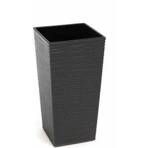 Graphitfarbene Siena Garden Pflanzsäule Nizza mit Rillenoptik, 68cm hoch.