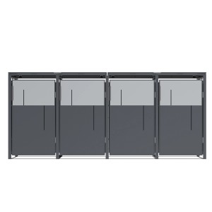 Westmann Mülltonnenbox Tonus 4, anthrazit, für 4 Mülltonnen. Modernes Design aus Stahl in zwei Grautönen.