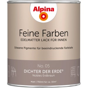 Dose Alpina Feine Farben Lack No. 05 Dichter der Erde®, edelmattes Braun für Innen, 750ml.