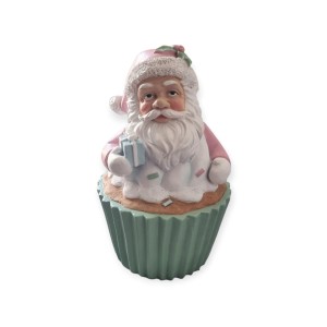 Dekofigur Cupcake Weihnachtsmann, 14,5 cm, aus Polyresin für weihnachtliche Stimmung.