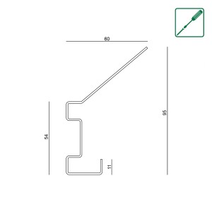 Technische Zeichnung: FN Acustico Garderobenhaken, schwarz, Maße 9,4 x 1,4 x 6 cm, Zubehör für Paneele.