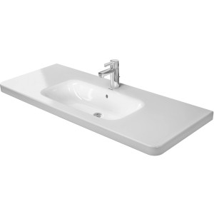 Weißer Duravit Möbelwaschtisch DuraStyle, 120 cm breit, mit Hahnloch und Überlauf.