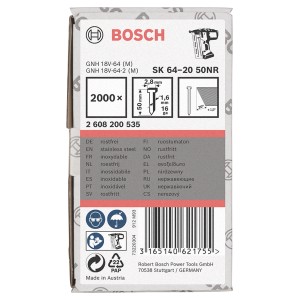 Bosch Stauchkopfnägel SK64-20, 50mm, Edelstahl, 2000 Stück. Zubehör für Tacker.