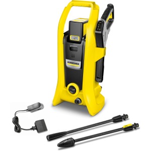 Kärcher K 2 Akku-Hochdruckreiniger Set mit Zubehör und Ladegerät.