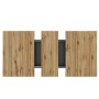 Ausziehbarer Esstisch: Holzoptik-Platten mit schwarzem Verlängerungsmechanismus, für flexible Größenanpassung.