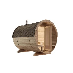 Finntherm Fasssauna Carrie Thermoholz Braun Ø 215 cm x T 280 cm