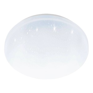 Weiße Eglo LED-Deckenleuchte Pogliola-E mit Kristalleffekt, Ø 26cm. Moderne Deckenlampe für Wohnräume.