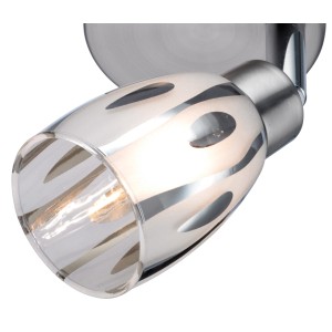 Halogen-Spot Frinco 3er, Nickel matt, Glas gefrostet mit Chromapplikation.